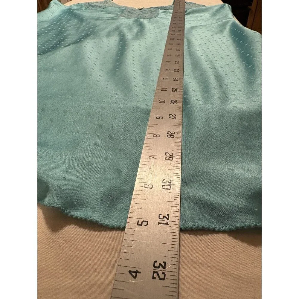 Vintage Victoria's Secret 80's Lace-Trimmed Chemise Nightgown M Aqua Blue USA